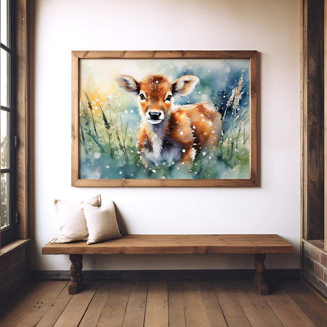 Cow Watercolour Painting, Farm Animal Print, Cottagecore Farmhouse Decor, Living Room Wall Art, Nature Lover Home Art Decor, Farming Gifts
