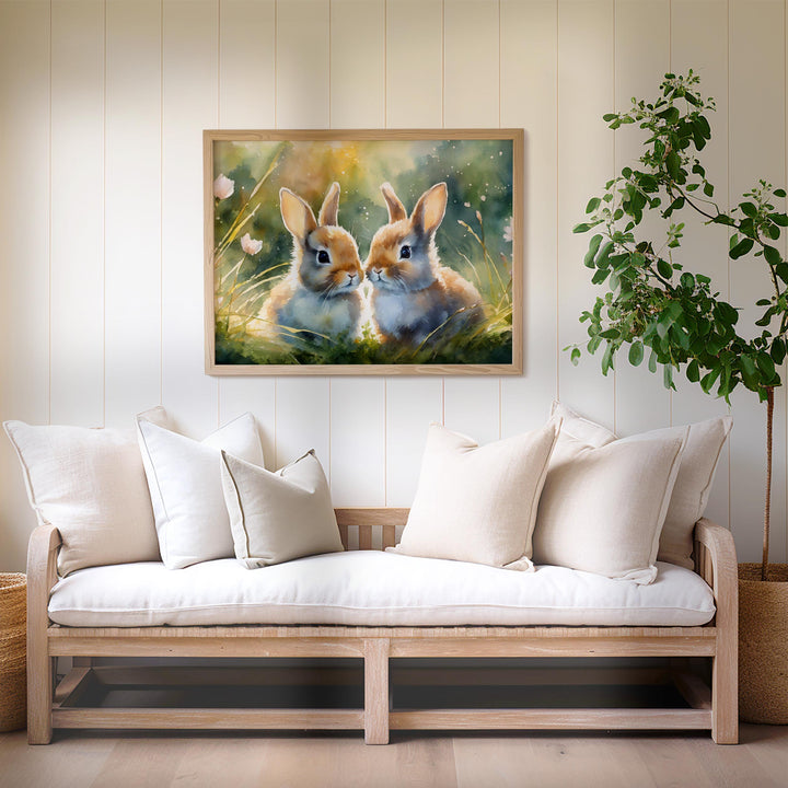 Rabbit Watercolour Painting, Animal Print, Cottagecore Farmhouse Gallery Wall Art, Wildlife Bunny Prints For Kids, Home Decor Rabbit Gifts