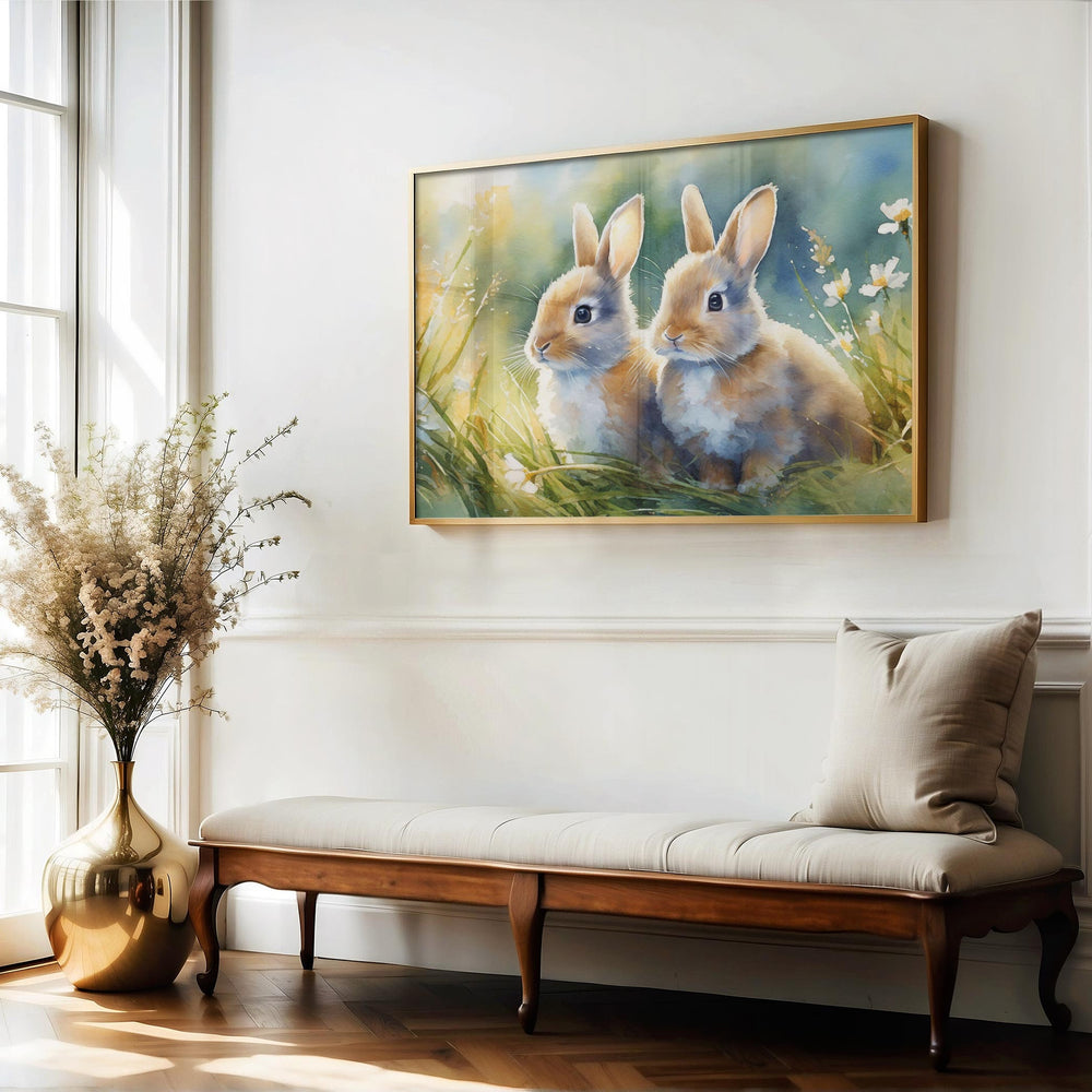 Rabbit Watercolour Painting, Animal Print, Cottagecore Farmhouse Gallery Wall Art, Wildlife Rabbit Poster, Nature Home Decor Gift For Her
