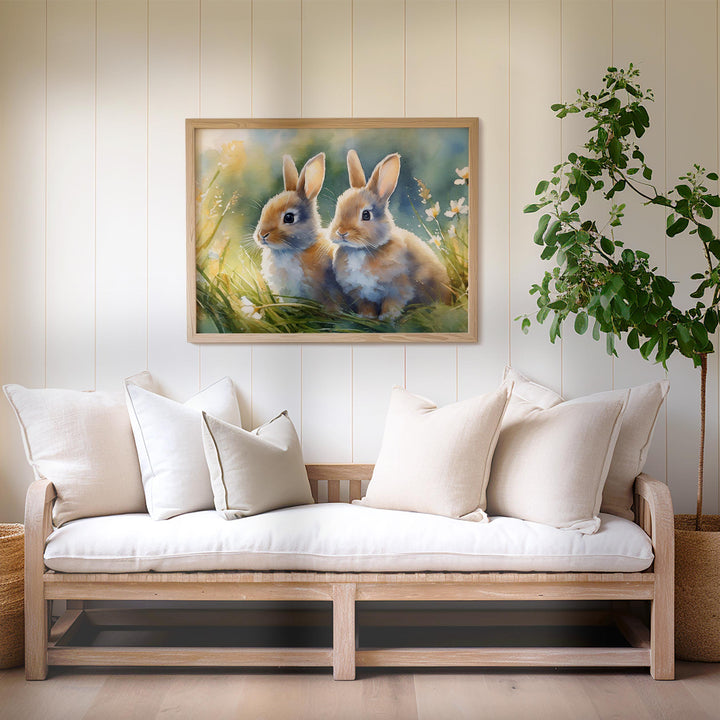 Rabbit Watercolour Painting, Animal Print, Cottagecore Farmhouse Gallery Wall Art, Wildlife Rabbit Poster, Nature Home Decor Gift For Her