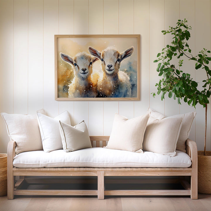 Goat Watercolour Painting, Farm Animal Print, Cottagecore Farmhouse Decor, Original Living Room Wall Art, Nature Home Decor Farming Gifts