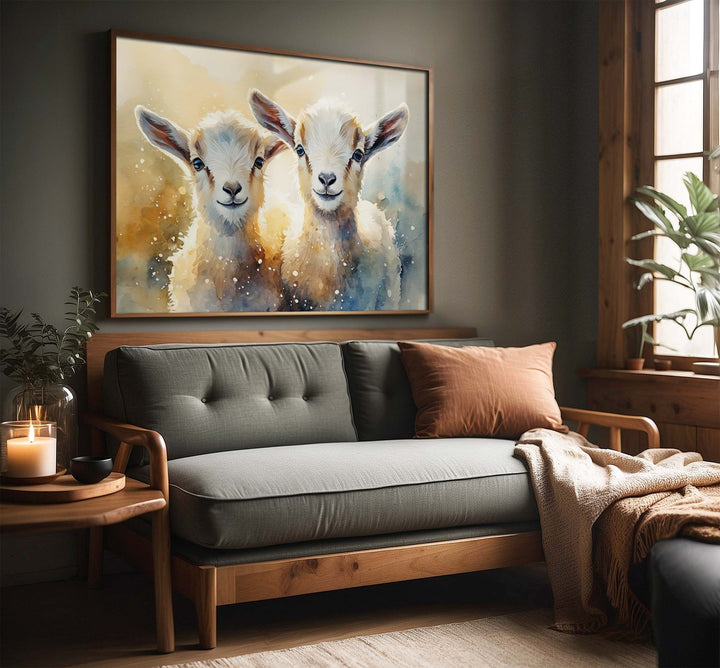 Goat Watercolour Painting, Farm Animal Print, Cottagecore Farmhouse Decor, Original Living Room Wall Art, Nature Home Decor Farming Gifts