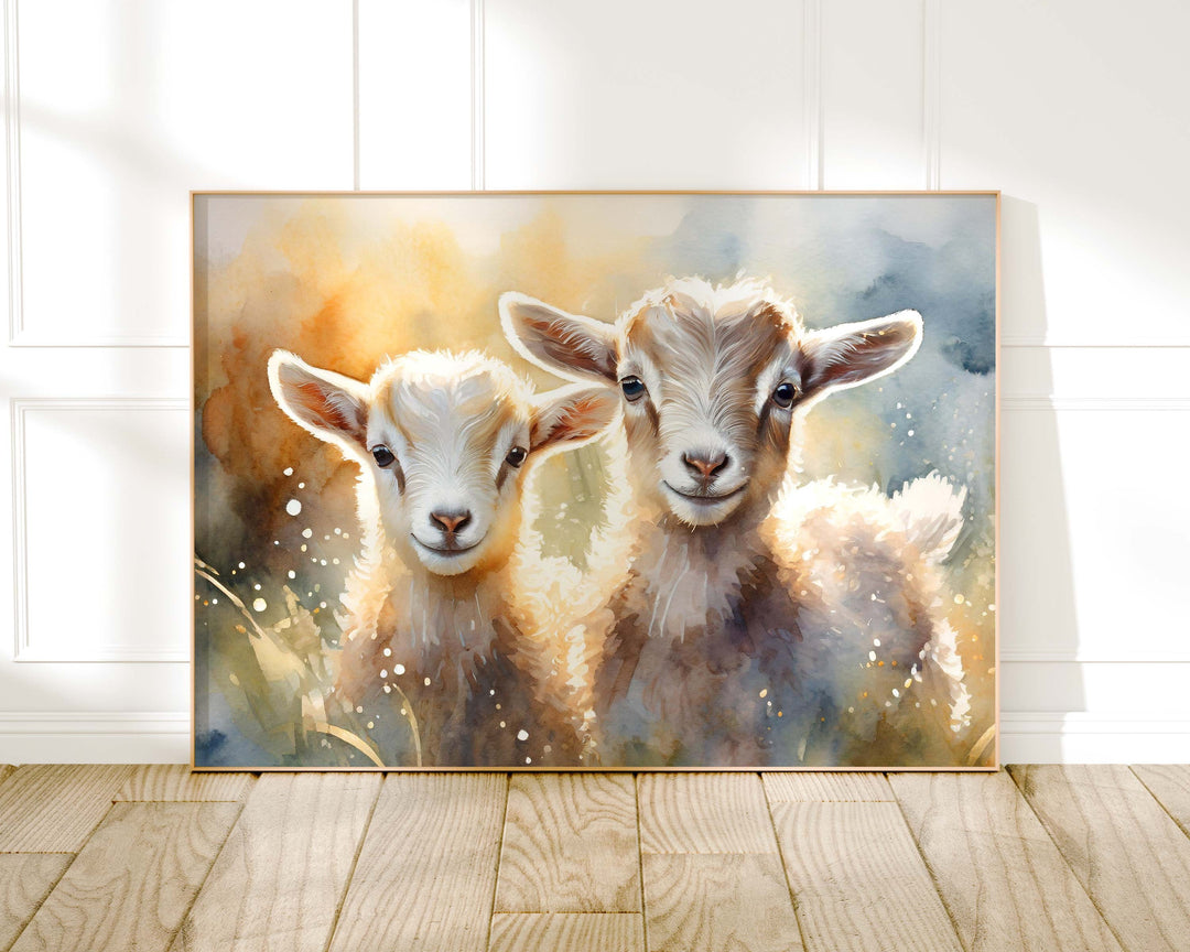 Goat Watercolour Painting, Farm Animal Print, Cottagecore Farmhouse Decor, Original Living Room Wall Art, Nature Home Decor Farming Gifts