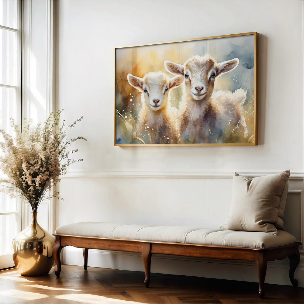 Goat Watercolour Painting, Farm Animal Print, Cottagecore Farmhouse Decor, Original Living Room Wall Art, Nature Home Decor Farming Gifts