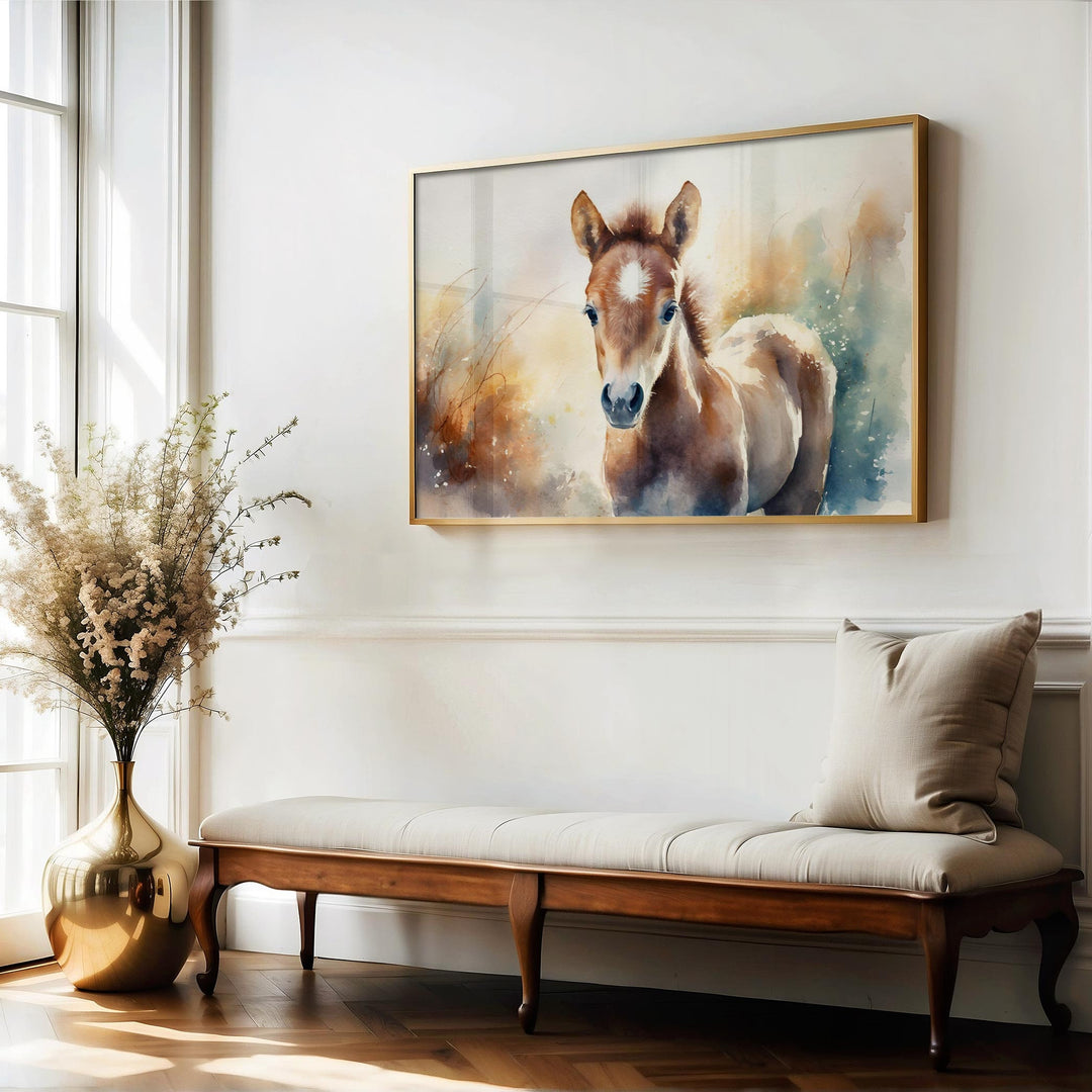 Horse Watercolour Painting, Wildlife Animal Print, Cottagecore Farmhouse Decor, Animal Poster, Living Room Wall Art, Nature Lover Horse Gift