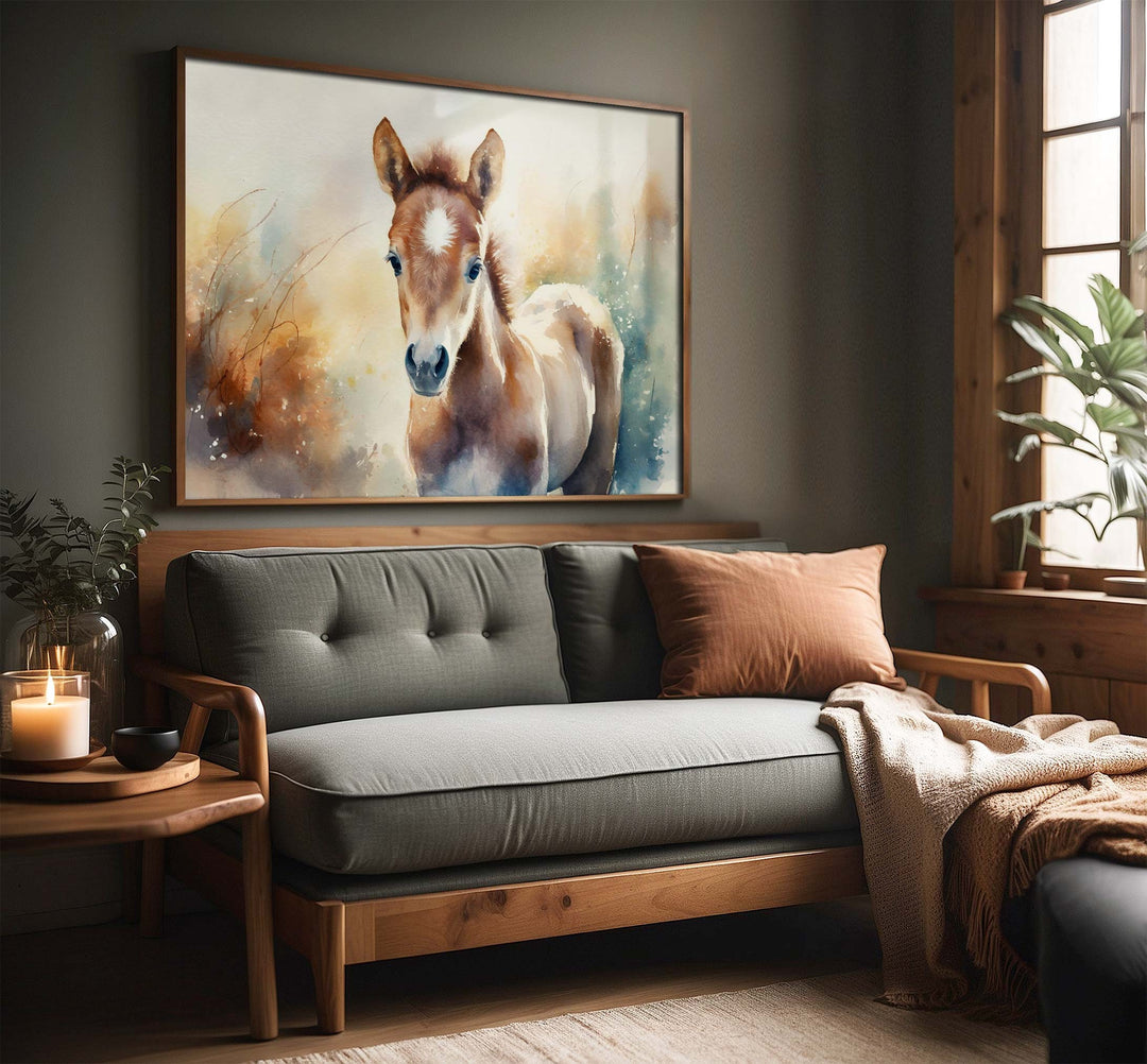 Horse Watercolour Painting, Wildlife Animal Print, Cottagecore Farmhouse Decor, Animal Poster, Living Room Wall Art, Nature Lover Horse Gift