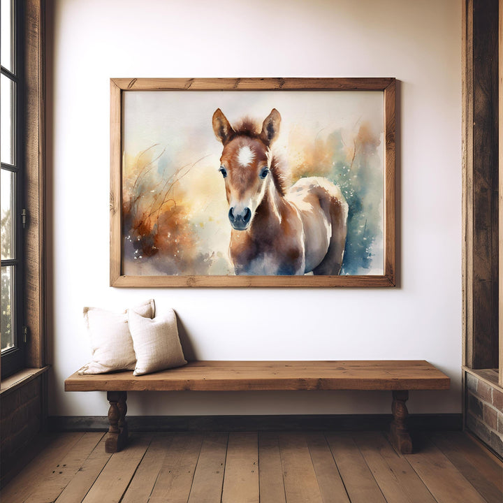 Horse Watercolour Painting, Wildlife Animal Print, Cottagecore Farmhouse Decor, Animal Poster, Living Room Wall Art, Nature Lover Horse Gift