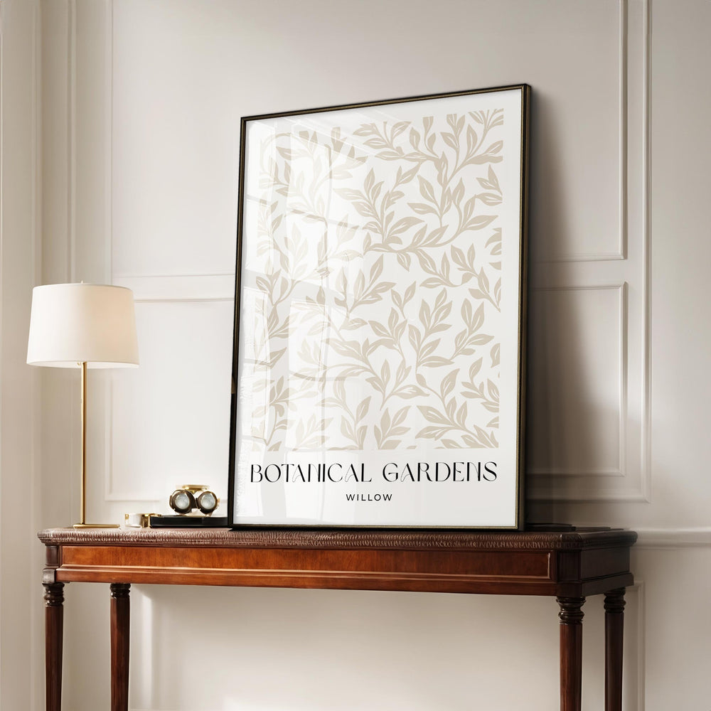 William Morris Style Botanical Garden Wall Art, Beige Living Room Decor, William Morris inspired Willow Print, New Home Housewarming Gift