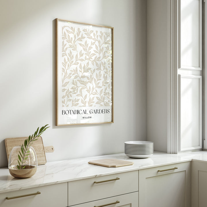 William Morris Style Botanical Garden Wall Art, Beige Living Room Decor, William Morris inspired Willow Print, New Home Housewarming Gift
