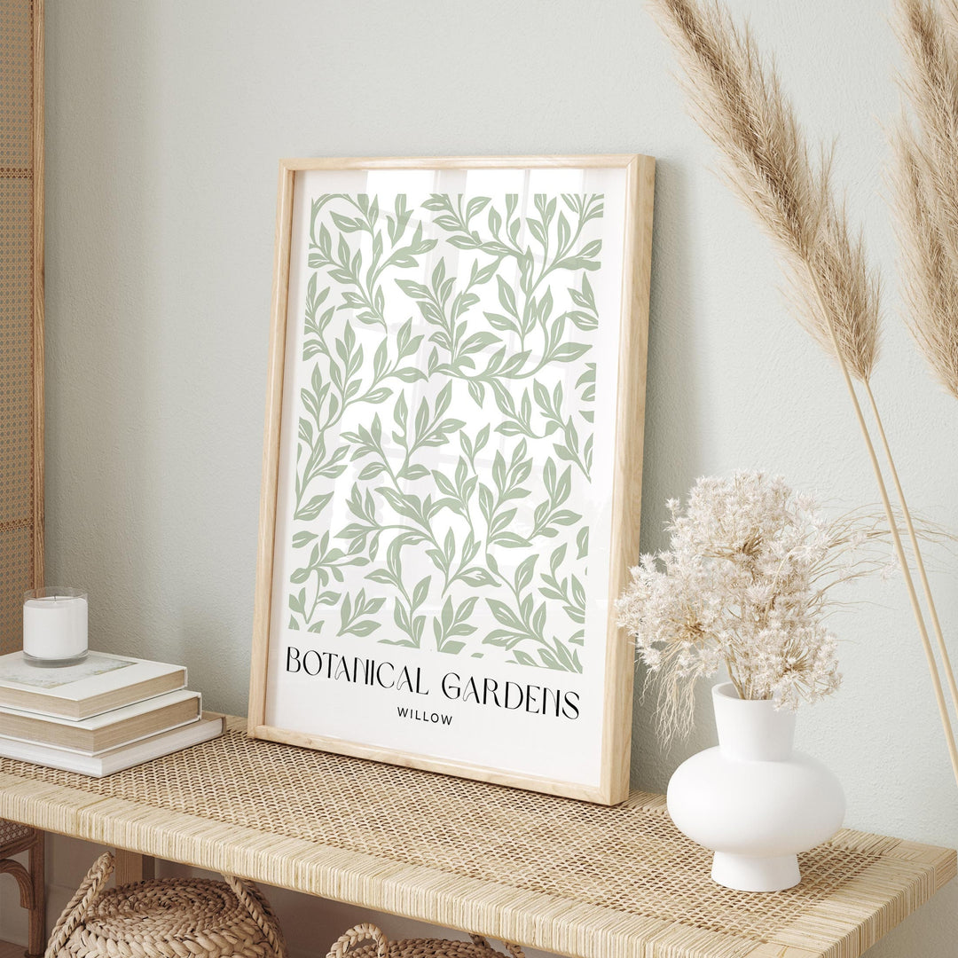 William Morris Style Botanical Garden Wall Art, Green Living Room Decor, William Morris inspired Willow Print, New Home Housewarming Gift