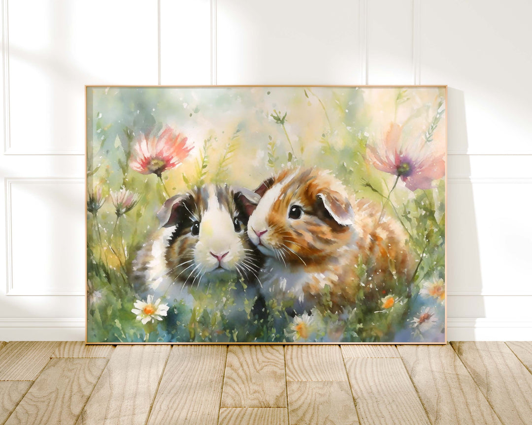 Guinea Pig Watercolour Print, Girls Animal Prints, Guinea Pig Gift, Prints For Kids, Large Bedroom Wall Art, Kids Decor Wall Art, Pet Gift