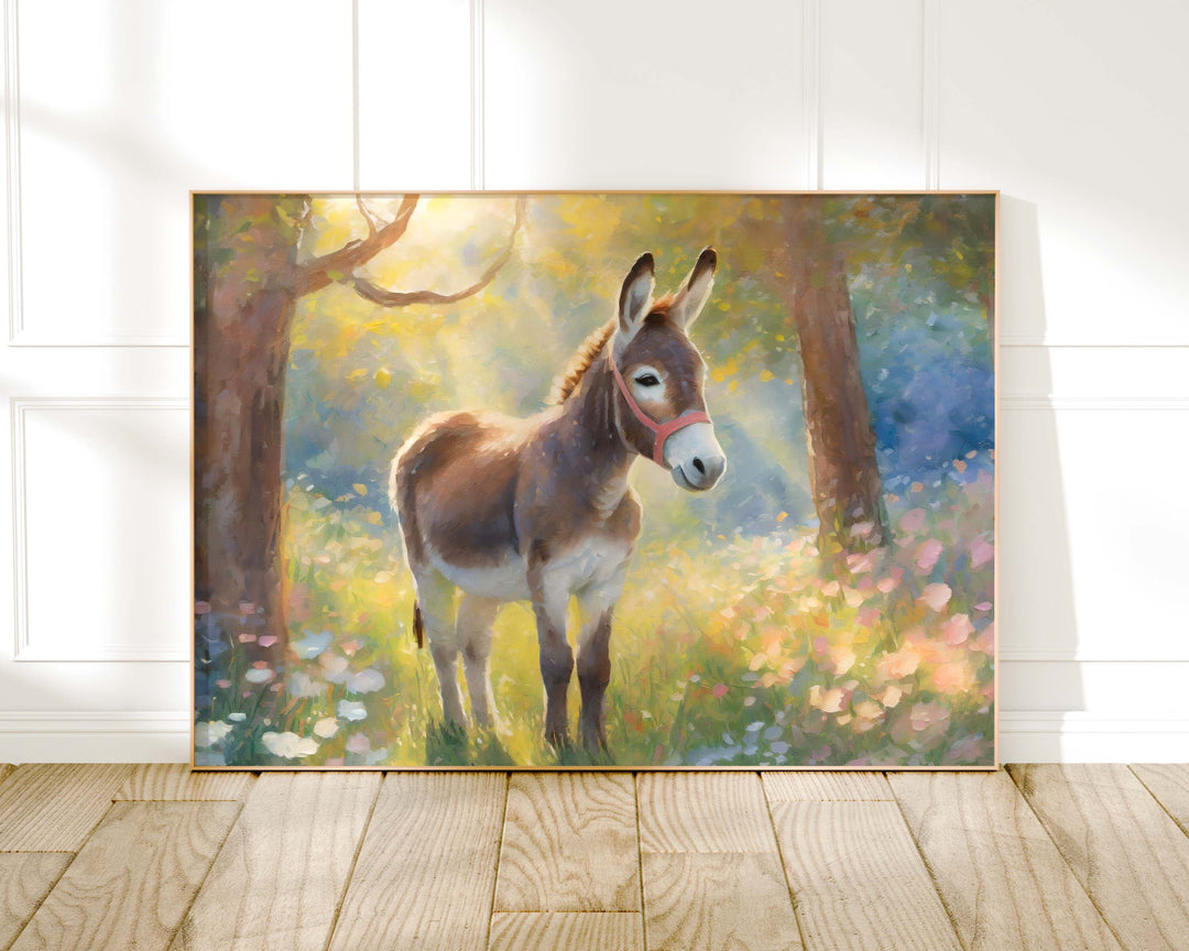 Donkey Watercolour Painting, Farm Animal Print, Cottagecore Farmhouse Gallery Wall Art, Original Wildlife Art Poster, Animal Gifts For Her