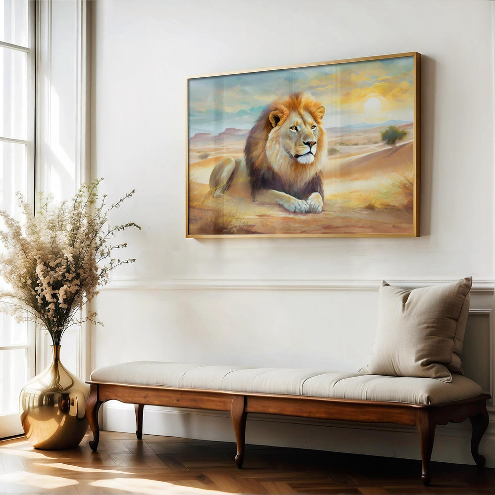 Lion Watercolour Print, Wildlife Safari Animal Print, Original Living Room Large Wall Art, Animal Painting, Nature Lover Home Decor Gift