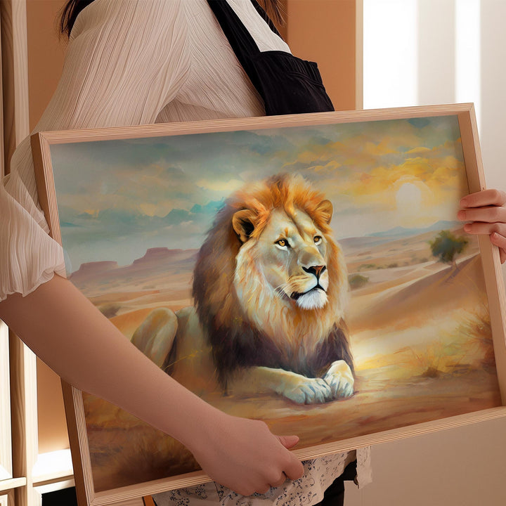 Lion Watercolour Print, Wildlife Safari Animal Print, Original Living Room Large Wall Art, Animal Painting, Nature Lover Home Decor Gift