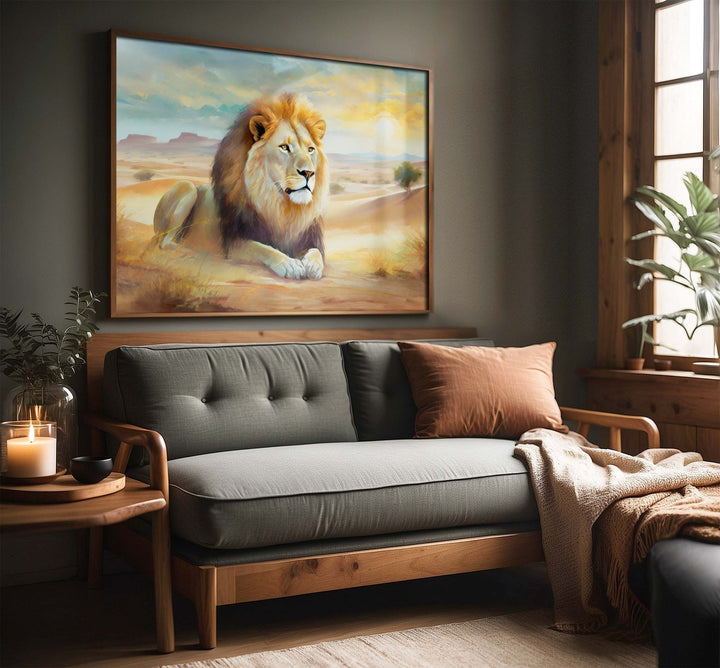 Lion Watercolour Print, Wildlife Safari Animal Print, Original Living Room Large Wall Art, Animal Painting, Nature Lover Home Decor Gift