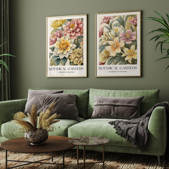 Set of 2 William Morris Style Prints, Vintage Floral Art, Living Room Wall Art, Housewarming Gift, Exhibition Poster Print, Botanical Art