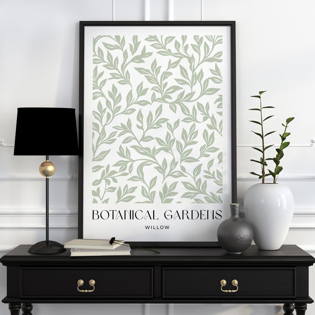 William Morris Style Botanical Garden Wall Art, Green Living Room Decor, William Morris inspired Willow Print, New Home Housewarming Gift