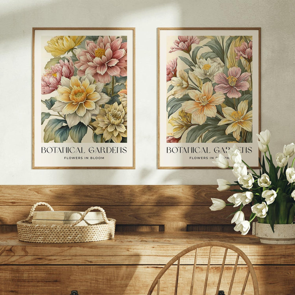 Set of 2 William Morris Style Prints, Vintage Floral Art, Living Room Wall Art, Housewarming Gift, Exhibition Poster Print, Botanical Art