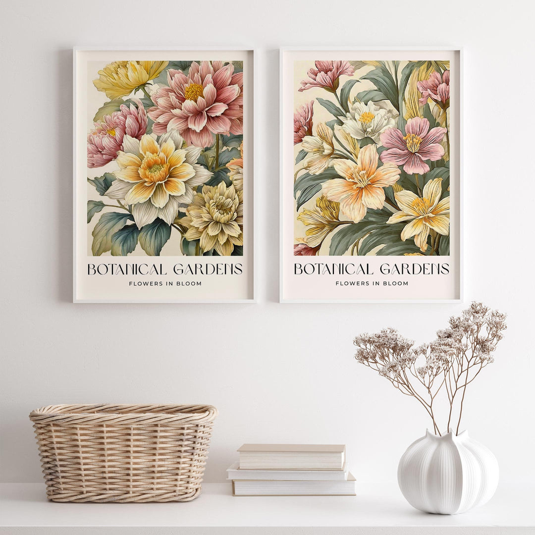 Set of 2 William Morris Style Prints, Vintage Floral Art, Living Room Wall Art, Housewarming Gift, Exhibition Poster Print, Botanical Art