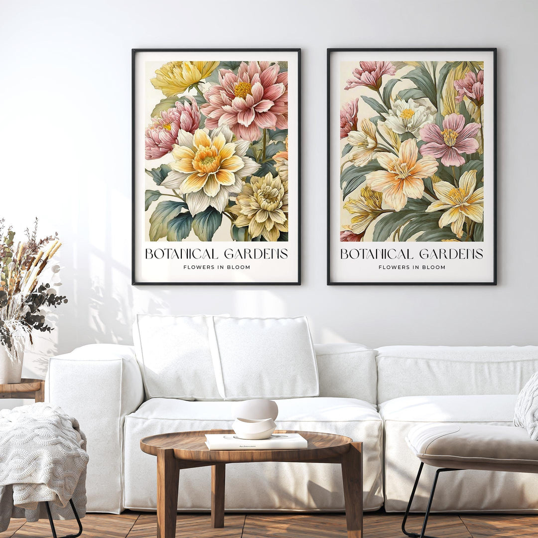 Set of 2 William Morris Style Prints, Vintage Floral Art, Living Room Wall Art, Housewarming Gift, Exhibition Poster Print, Botanical Art