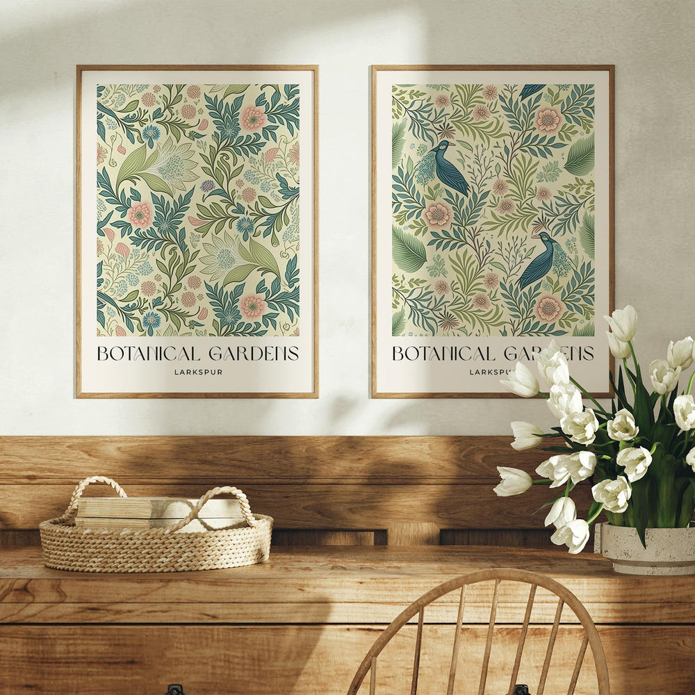 Set of 2 William Morris Style Prints, Vintage Botanical Floral Wall Art, Living Room Decor, New Home Housewarming Gift, Exhibition Posters