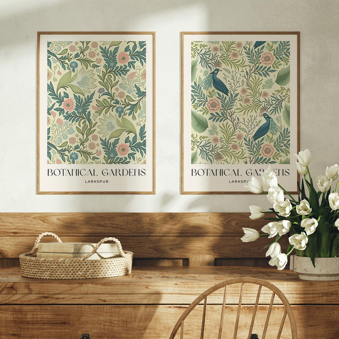 Set of 2 William Morris Style Prints, Vintage Botanical Floral Wall Art, Living Room Decor, New Home Housewarming Gift, Exhibition Posters