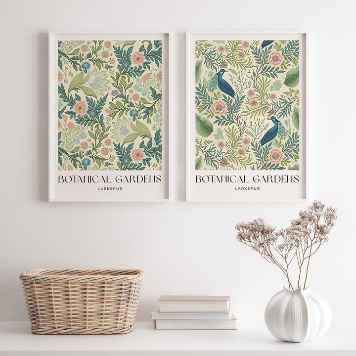 Set of 2 William Morris Style Prints, Vintage Botanical Floral Wall Art, Living Room Decor, New Home Housewarming Gift, Exhibition Posters