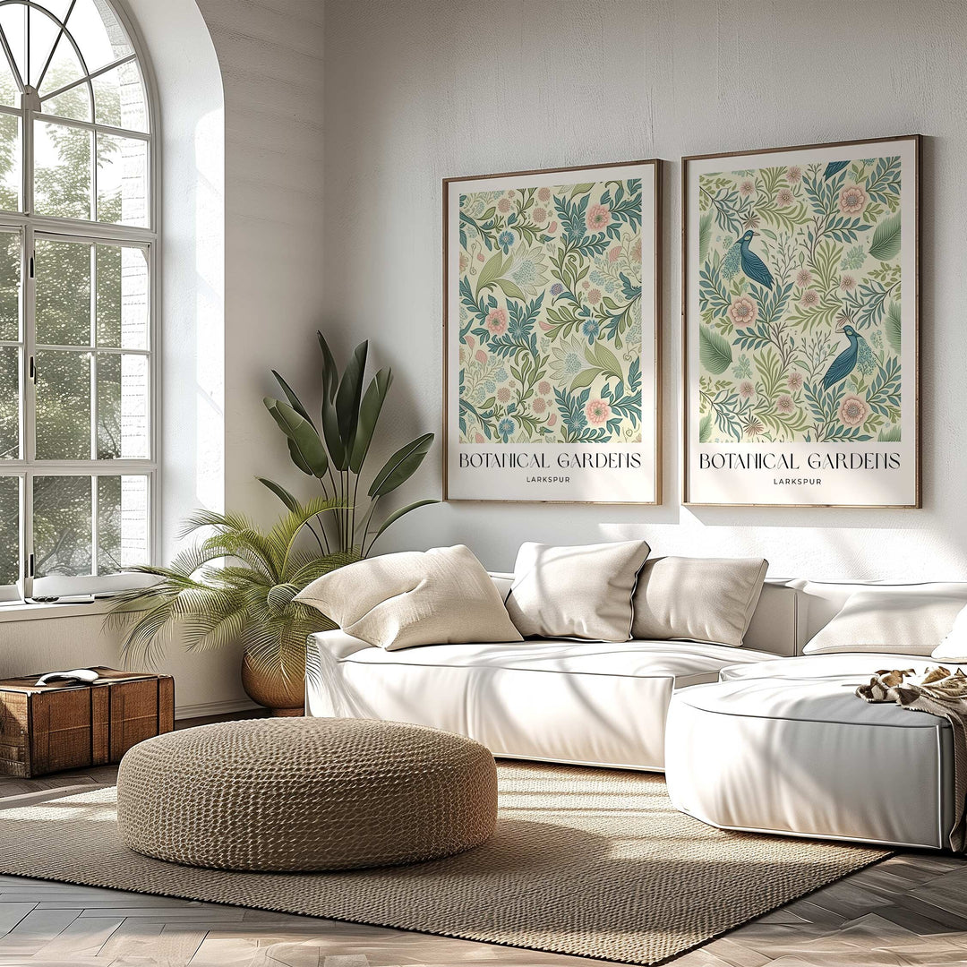 Set of 2 William Morris Style Prints, Vintage Botanical Floral Wall Art, Living Room Decor, New Home Housewarming Gift, Exhibition Posters