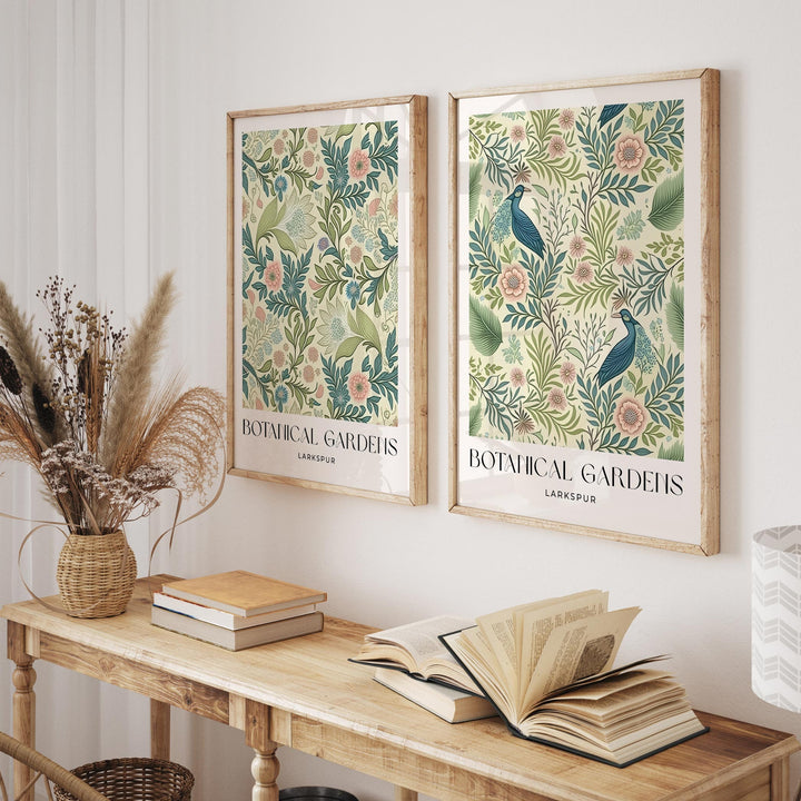 Set of 2 William Morris Style Prints, Vintage Botanical Floral Wall Art, Living Room Decor, New Home Housewarming Gift, Exhibition Posters