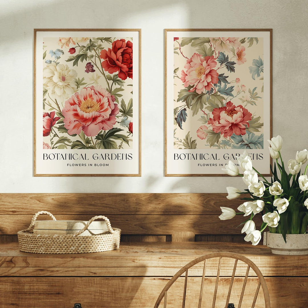 Set of 2 William Morris Style Prints, Vintage Botanical Floral Wall Art, Living Room Decor, New Home Housewarming Gift, Exhibition Posters