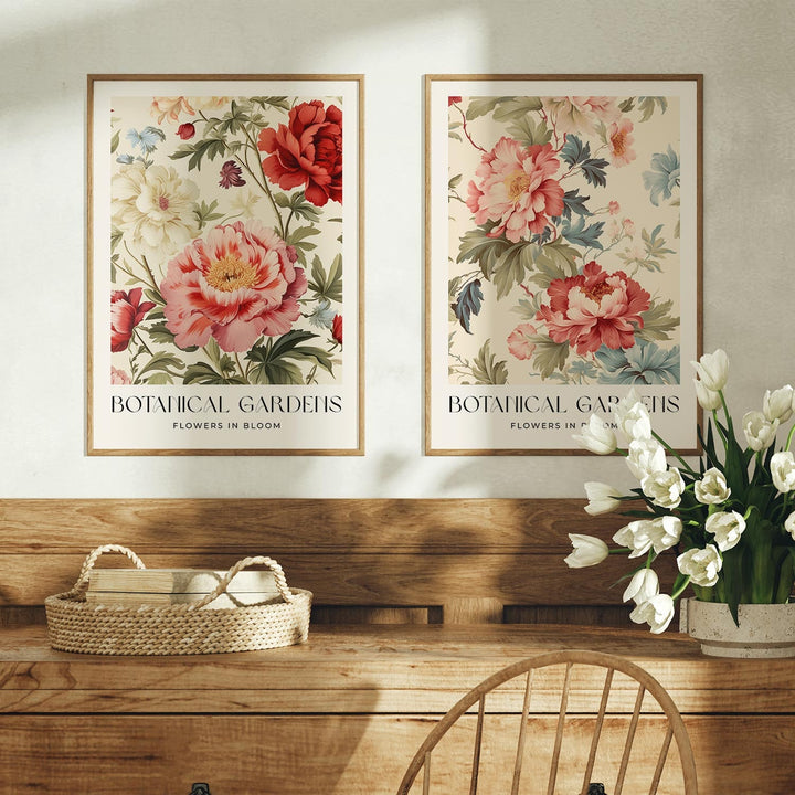 Set of 2 William Morris Style Prints, Vintage Botanical Floral Wall Art, Living Room Decor, New Home Housewarming Gift, Exhibition Posters