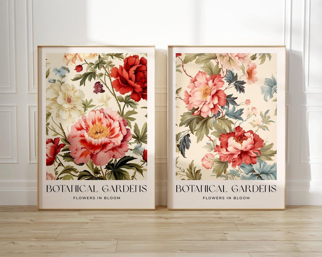 Set of 2 William Morris Style Prints, Vintage Botanical Floral Wall Art, Living Room Decor, New Home Housewarming Gift, Exhibition Posters