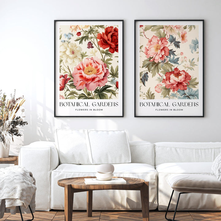 Set of 2 William Morris Style Prints, Vintage Botanical Floral Wall Art, Living Room Decor, New Home Housewarming Gift, Exhibition Posters