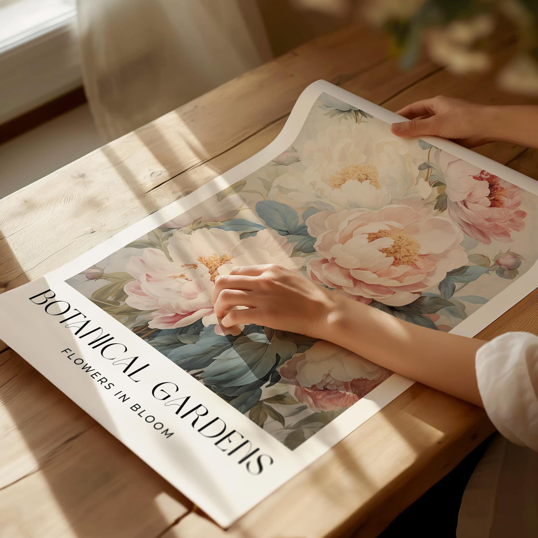 Set of 2 Vintage Botanical Prints, Shabby Chic Floral Home Garden Decor, Antique Flowers Wall Art, Country Farmhouse Pastel Pink Print Set