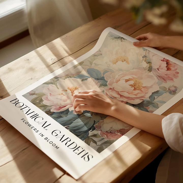 Set of 2 Vintage Botanical Prints, Shabby Chic Floral Home Garden Decor, Antique Flowers Wall Art, Country Farmhouse Pastel Pink Print Set
