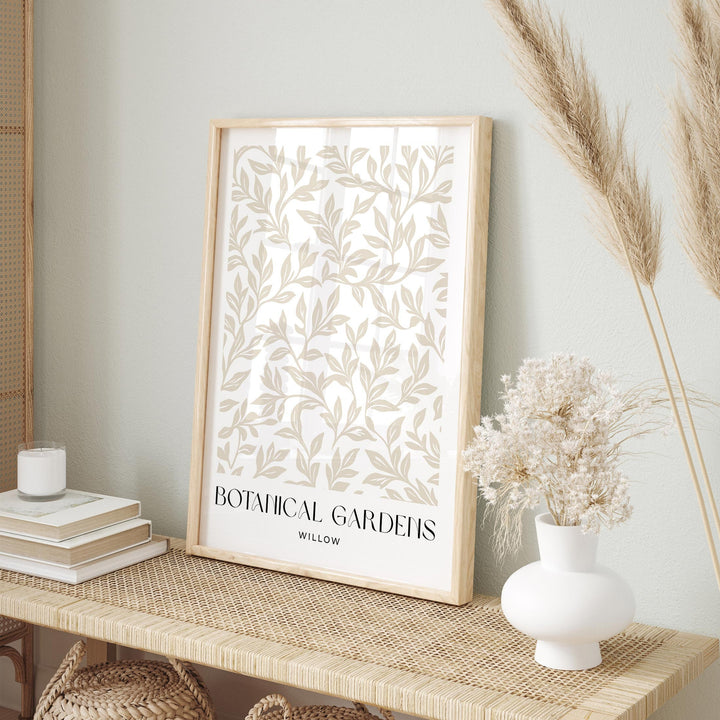 William Morris Style Botanical Garden Wall Art, Beige Living Room Decor, William Morris inspired Willow Print, New Home Housewarming Gift
