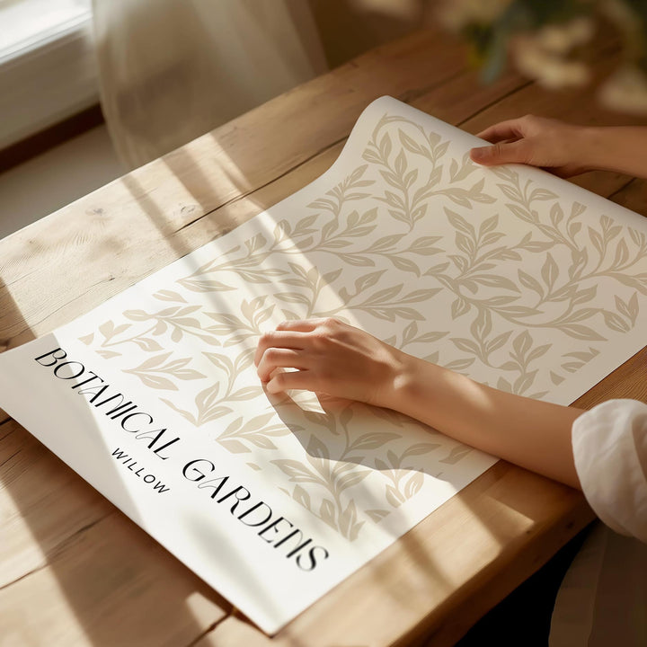 William Morris Style Botanical Garden Wall Art, Beige Living Room Decor, William Morris inspired Willow Print, New Home Housewarming Gift