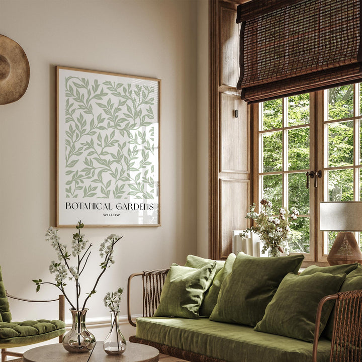 William Morris Style Botanical Garden Wall Art, Green Living Room Decor, William Morris inspired Willow Print, New Home Housewarming Gift
