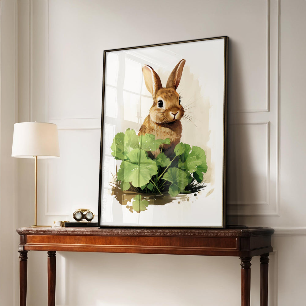 Watercolour Cute Rabbit Print, Whimsical Woodland Animals Cottage Core Decor, Country Farmhouse Wall Art, Nursery Playroom Kids Room Poster