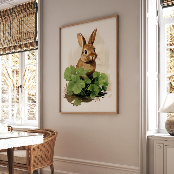 Watercolour Cute Rabbit Print, Whimsical Woodland Animals Cottage Core Decor, Country Farmhouse Wall Art, Nursery Playroom Kids Room Poster