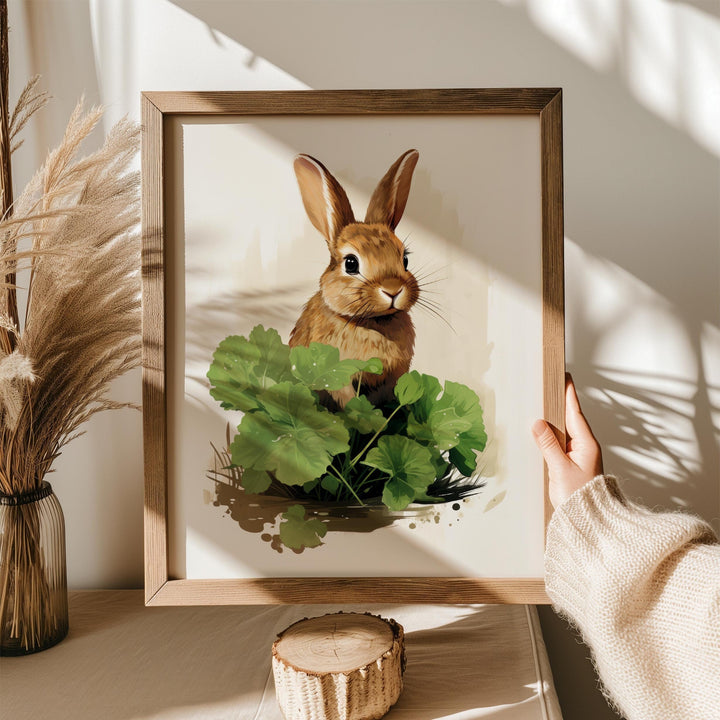 Watercolour Cute Rabbit Print, Whimsical Woodland Animals Cottage Core Decor, Country Farmhouse Wall Art, Nursery Playroom Kids Room Poster