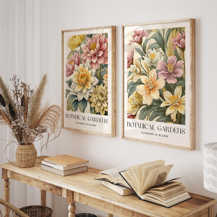 Set of 2 William Morris Style Prints, Vintage Floral Art, Living Room Wall Art, Housewarming Gift, Exhibition Poster Print, Botanical Art