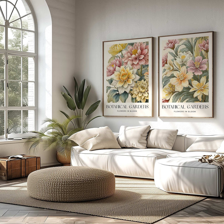Set of 2 William Morris Style Prints, Vintage Floral Art, Living Room Wall Art, Housewarming Gift, Exhibition Poster Print, Botanical Art