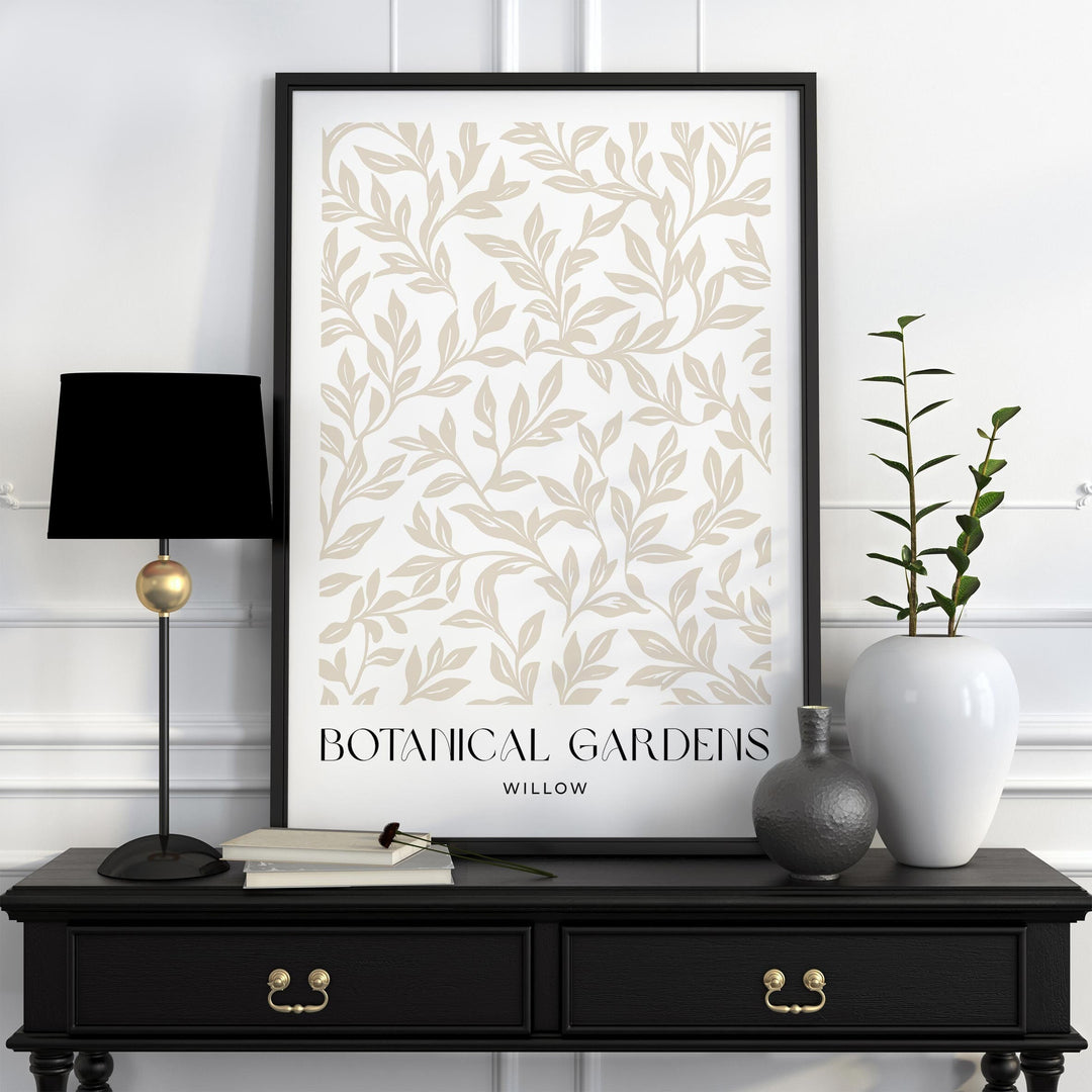 William Morris Style Botanical Garden Wall Art, Beige Living Room Decor, William Morris inspired Willow Print, New Home Housewarming Gift