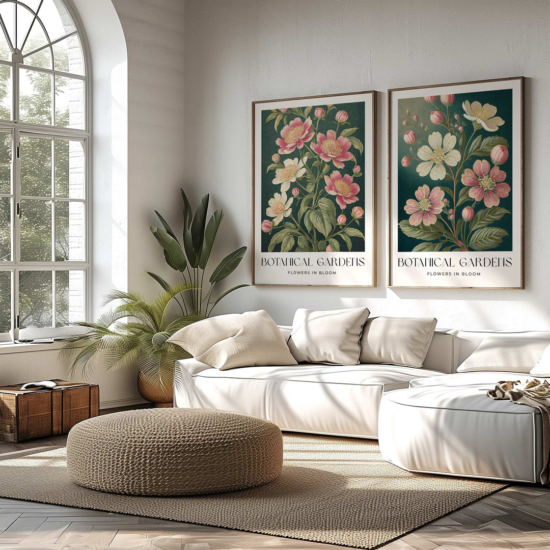 Set of 2 William Morris Style Prints, Vintage Botanical Floral Wall Art, Living Room Decor, New Home Housewarming Gift, Exhibition Posters