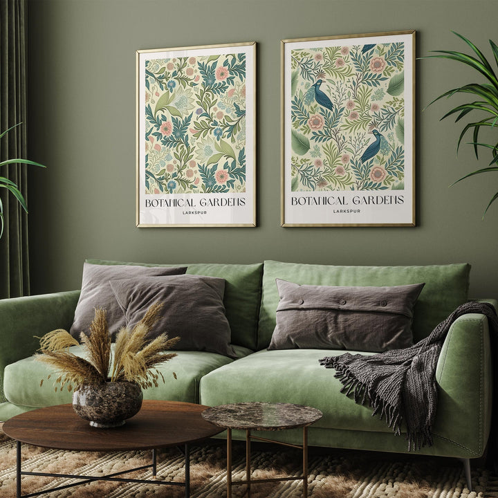 Set of 2 William Morris Style Prints, Vintage Botanical Floral Wall Art, Living Room Decor, New Home Housewarming Gift, Exhibition Posters