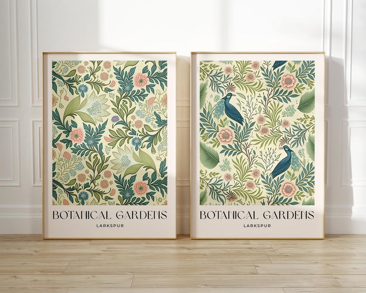 Set of 2 William Morris Style Prints, Vintage Botanical Floral Wall Art, Living Room Decor, New Home Housewarming Gift, Exhibition Posters