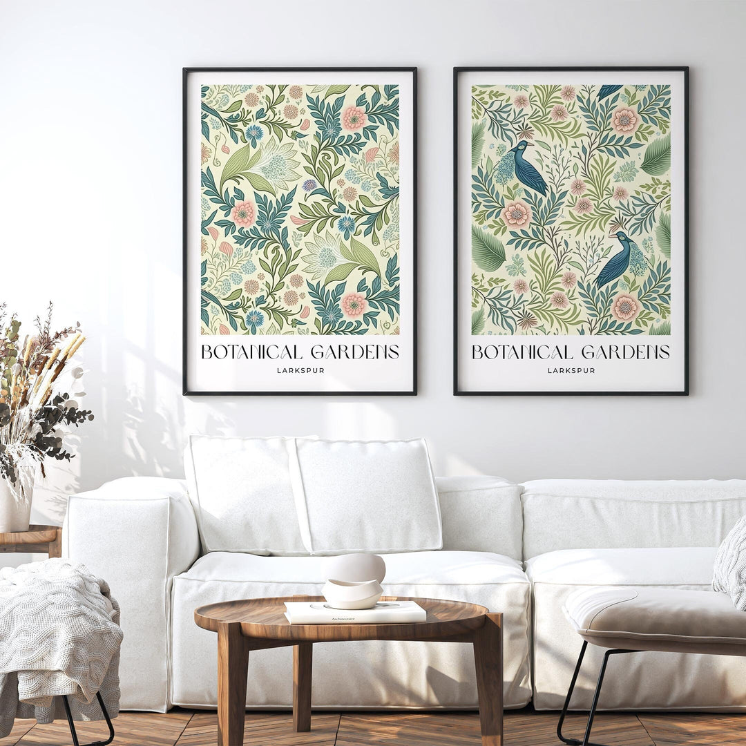 Set of 2 William Morris Style Prints, Vintage Botanical Floral Wall Art, Living Room Decor, New Home Housewarming Gift, Exhibition Posters
