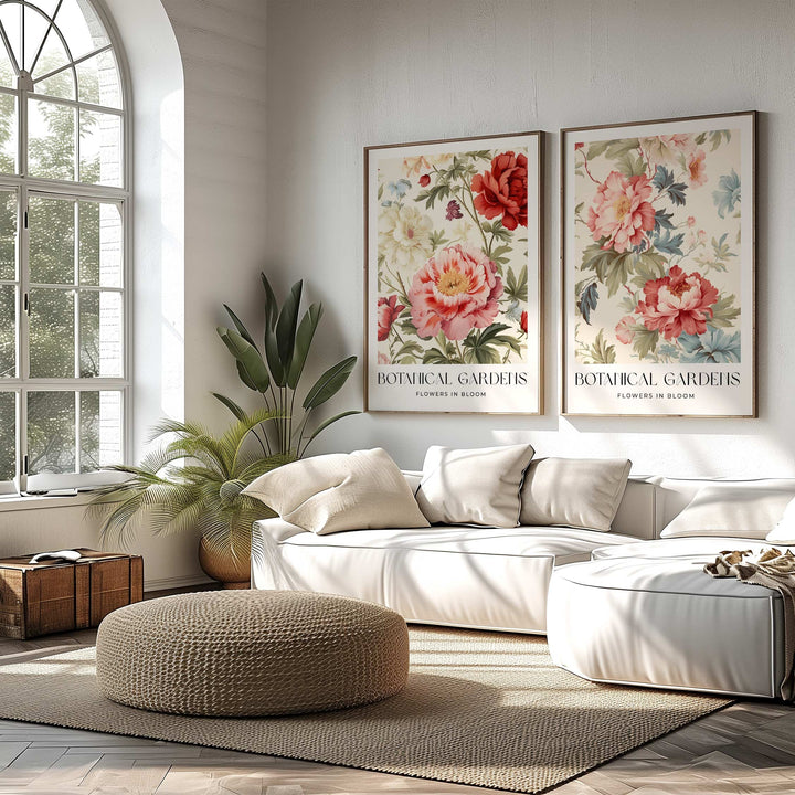 Set of 2 William Morris Style Prints, Vintage Botanical Floral Wall Art, Living Room Decor, New Home Housewarming Gift, Exhibition Posters