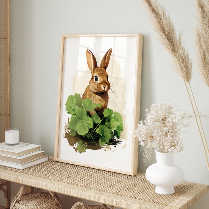 Watercolour Cute Rabbit Print, Whimsical Woodland Animals Cottage Core Decor, Country Farmhouse Wall Art, Nursery Playroom Kids Room Poster